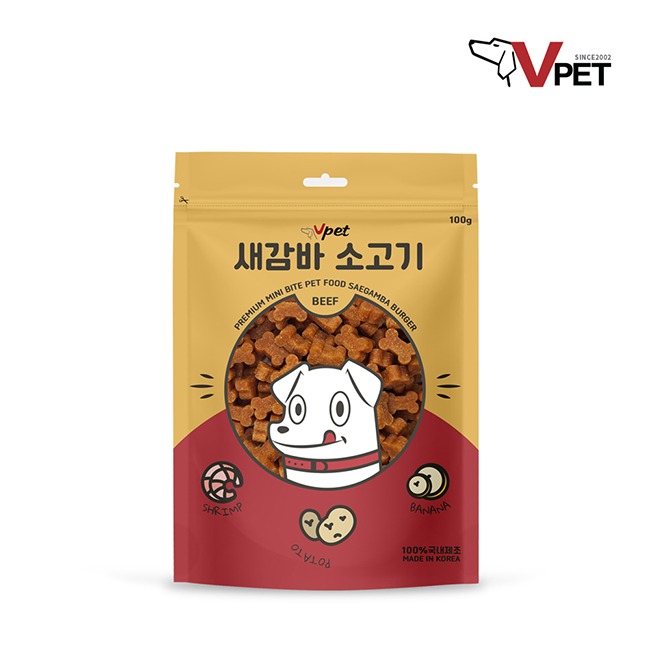 브이펫 강아지간식 새감바 소고기 100G / 새우,감자,바나나 그리고 소고기