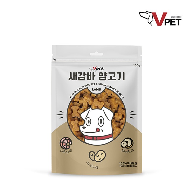 브이펫 강아지간식 새감바 양고기 100G / 새우,감자,바나나 그리고 양고기